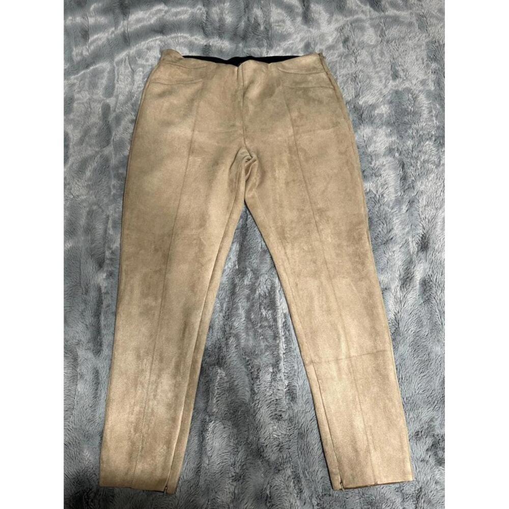 ZARA Basic Faux Suede Skinny Pants - Camel Tan, Size XL